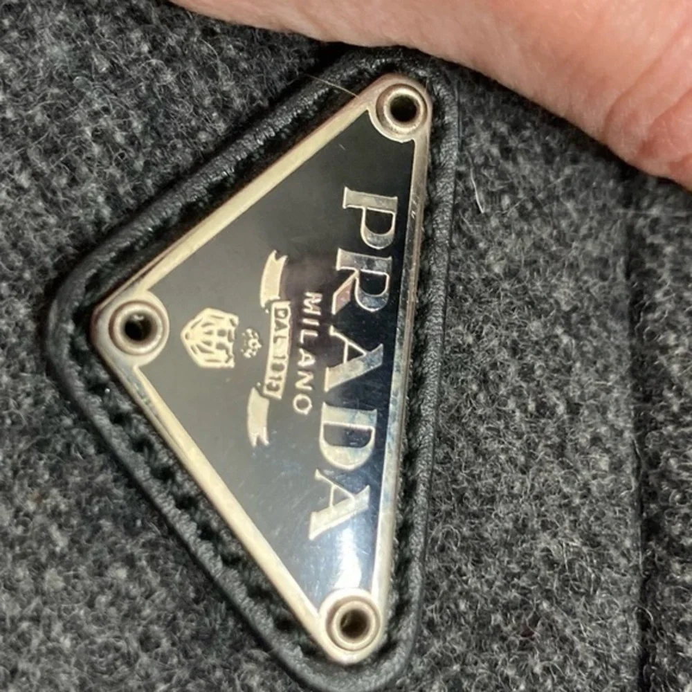Prada gray wool clutch bag